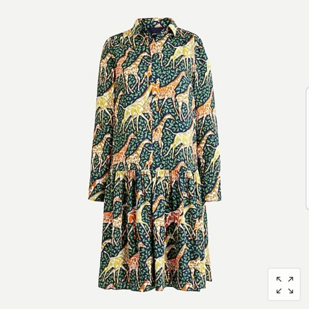 New J.Crew Shirt Dress in Giraffes Sz XXS